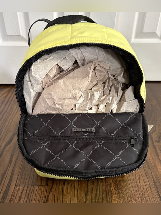 Steve Madden Neon Yellow Quilted Mini Backpack with Black Trim main image 4
